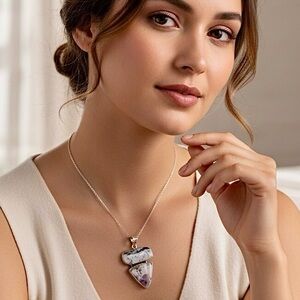 Sterling Silver Dendrite Opal Charm Necklace Gemstone Pendant